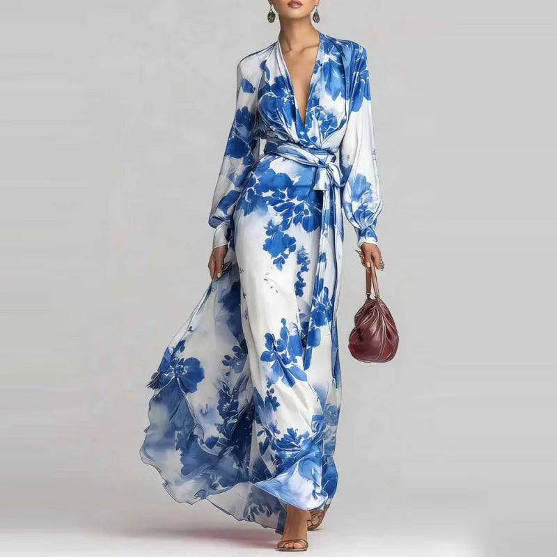 Sophie - Formal Women's Wedding Guest Dress with a Wrap Front and Long Sleeves