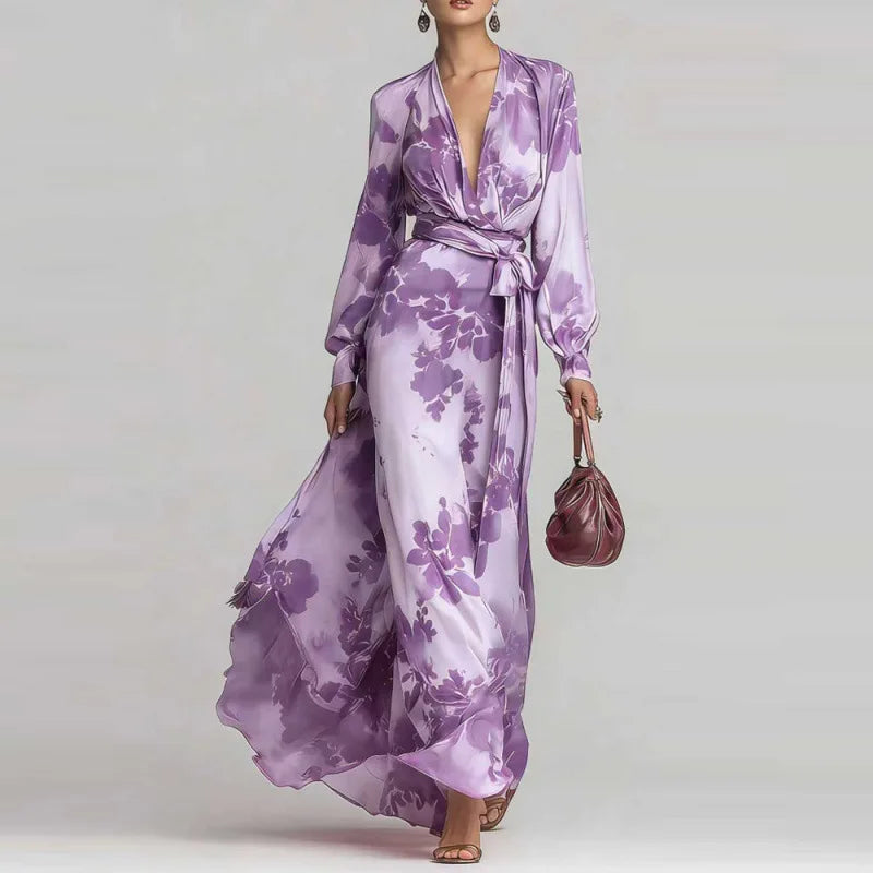 Sophie - Formal Women's Wedding Guest Dress with a Wrap Front and Long Sleeves