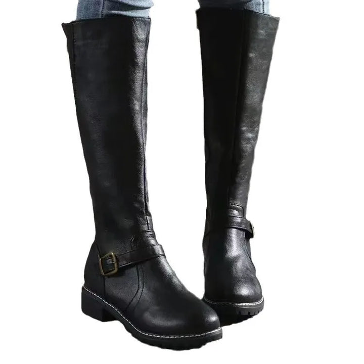 Sophie - Vintage Women's Orthopedic Knee High Boots with Buckle Strap Detail
