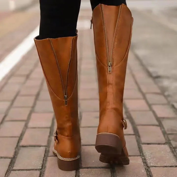 Sophie - Vintage Women's Orthopedic Knee High Boots with Buckle Strap Detail