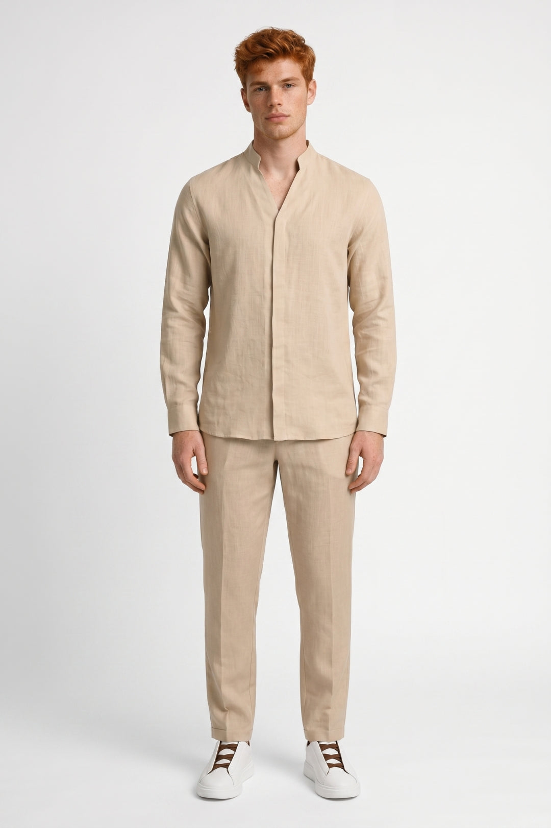 Summer Set Men - Mandarin Collar Shirt and Trousers | Smart Casual