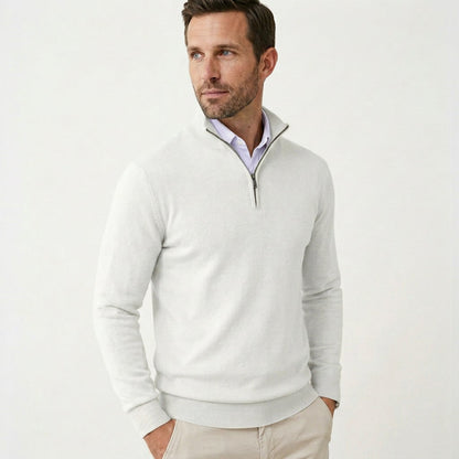 Benjamin - Men's Quarter Zip Jumper Smart Casual Knitted with Stand Collar
