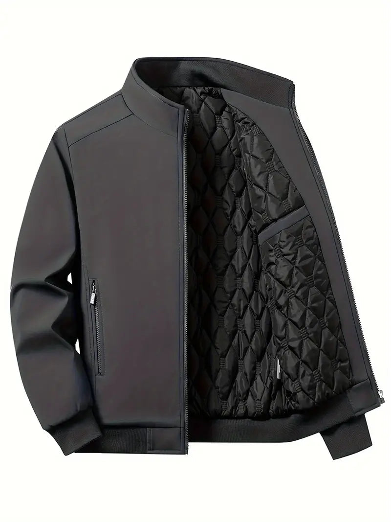 Theo - Men's waterproof bomber jacket with quilted lining and zip front