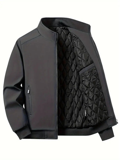 Theo - Men's waterproof bomber jacket with quilted lining and zip front