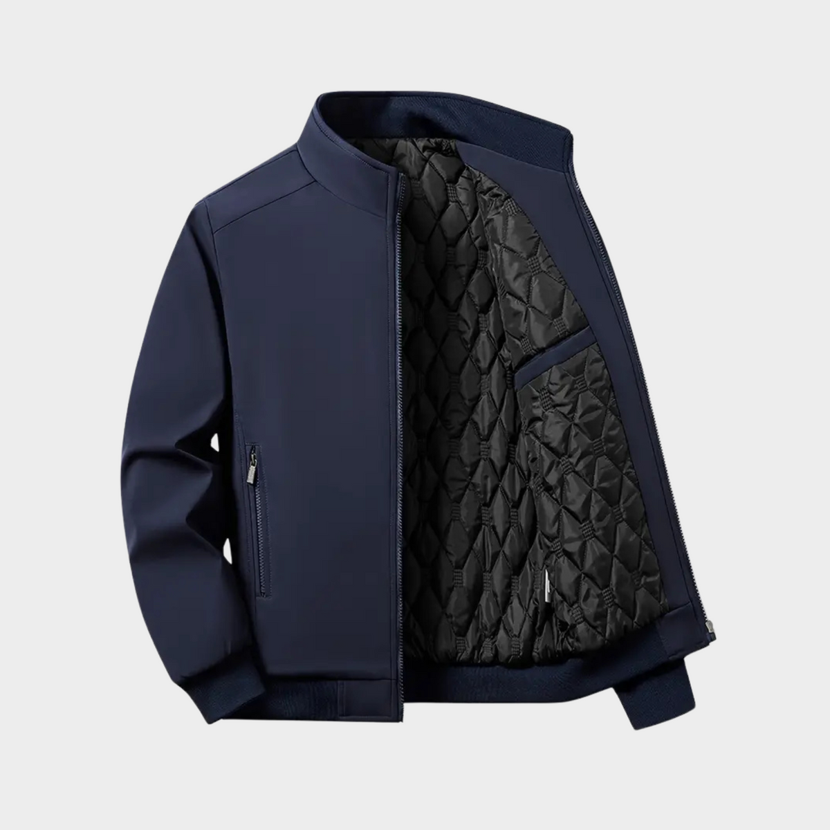 Theo - Men's waterproof bomber jacket with quilted lining and zip front