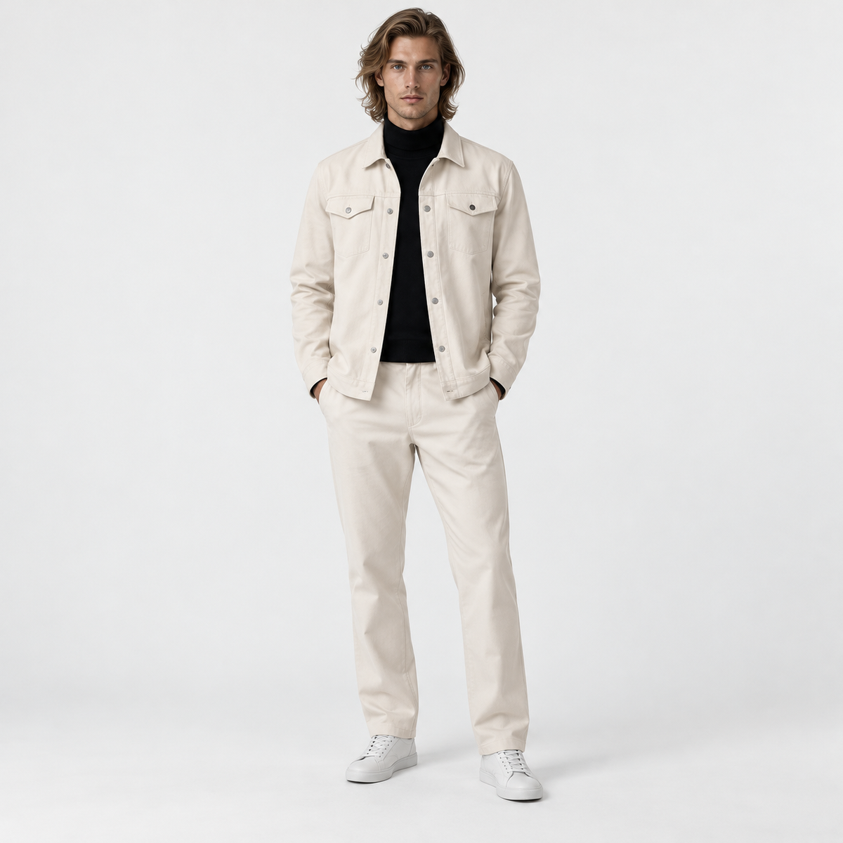 Theo - Men’s casual matching co ord set with button front and straight leg