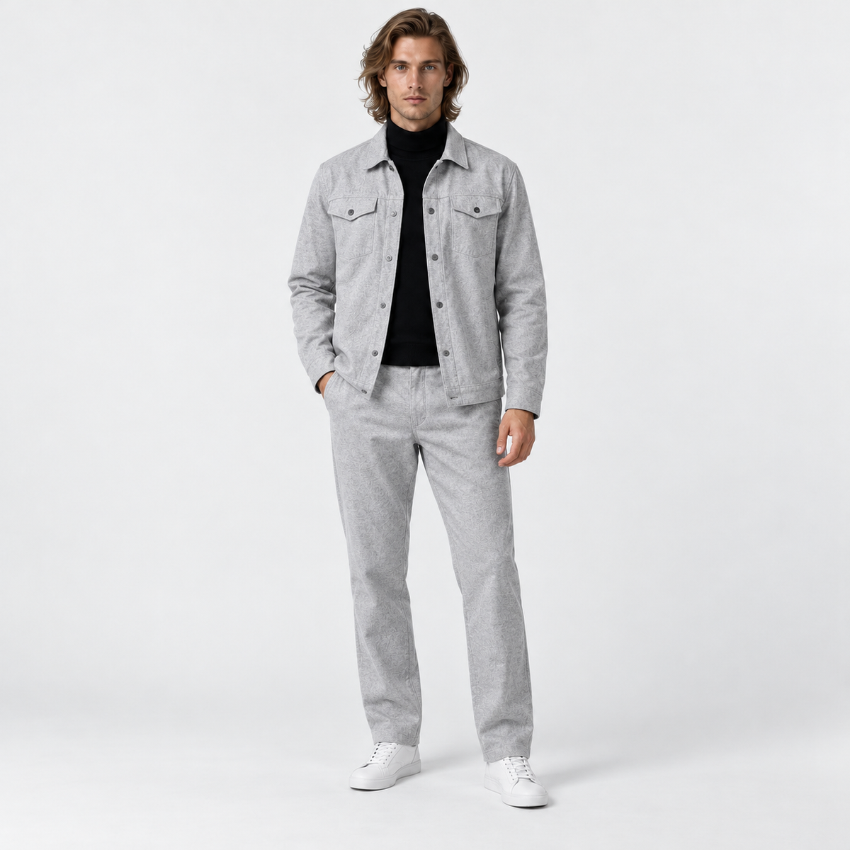 Theo - Men’s casual matching co ord set with button front and straight leg