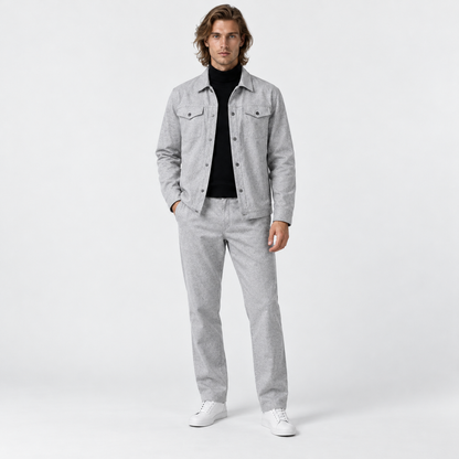 Theo - Men’s casual matching co ord set with button front and straight leg