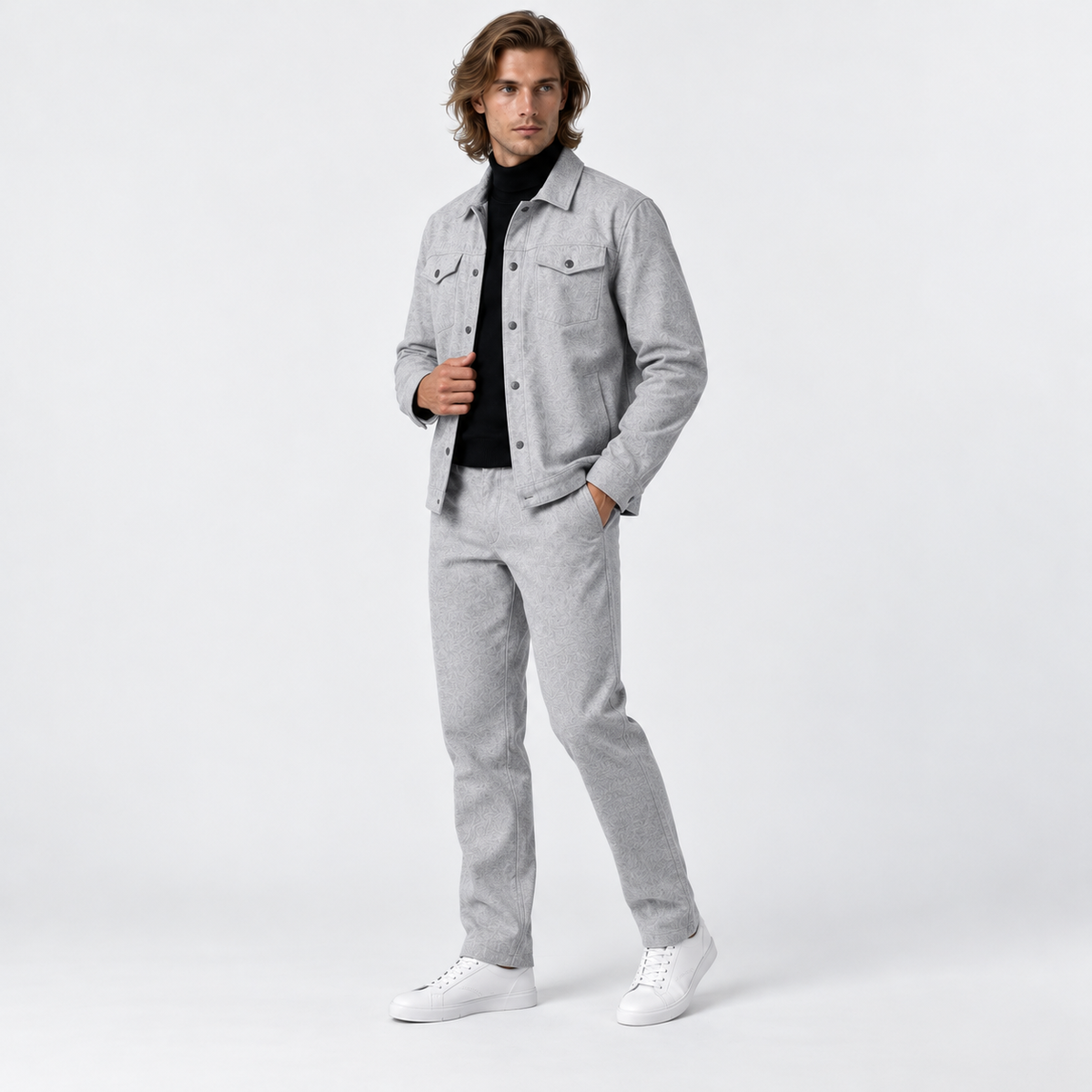 Theo - Men’s casual matching co ord set with button front and straight leg