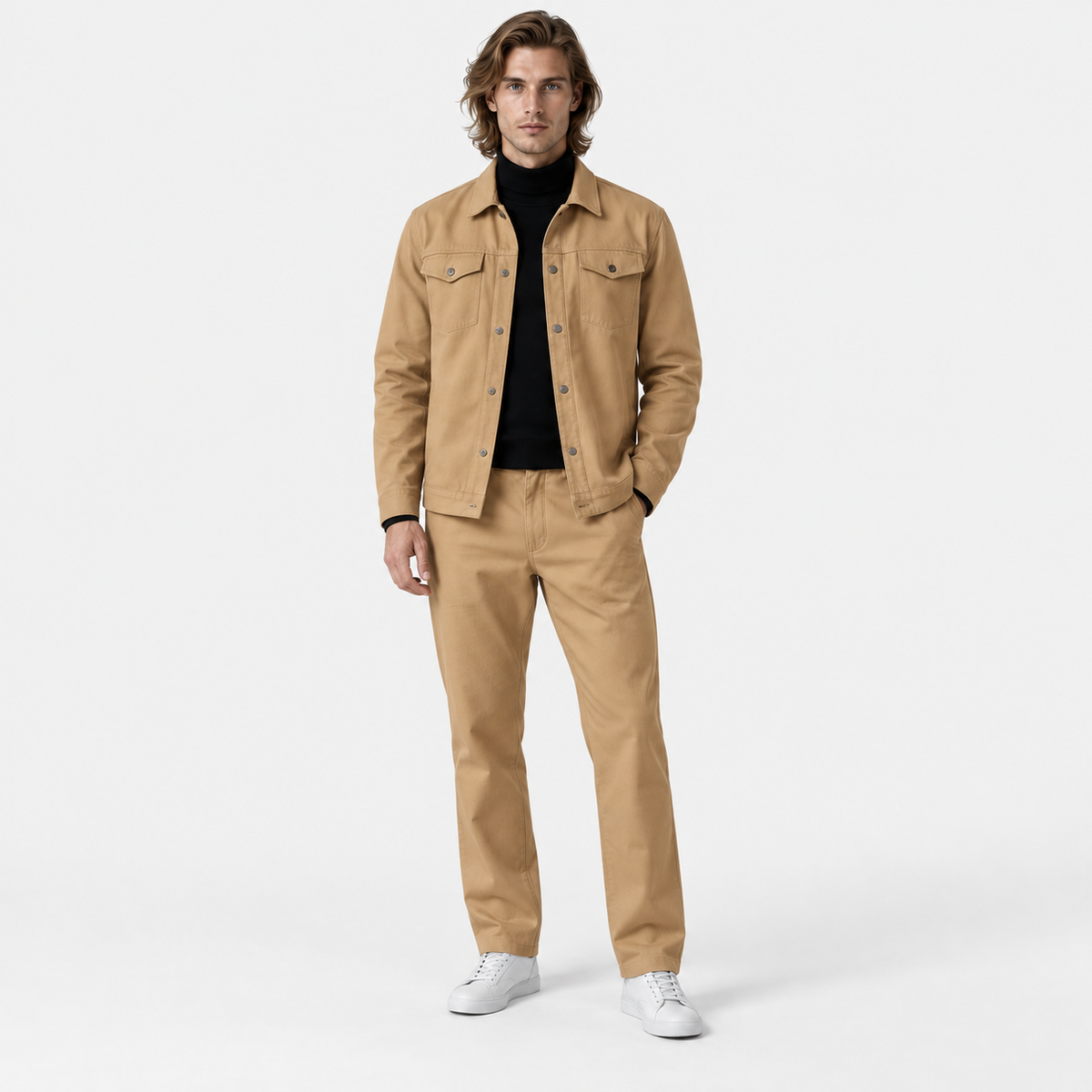 Theo - Men’s casual matching co ord set with button front and straight leg