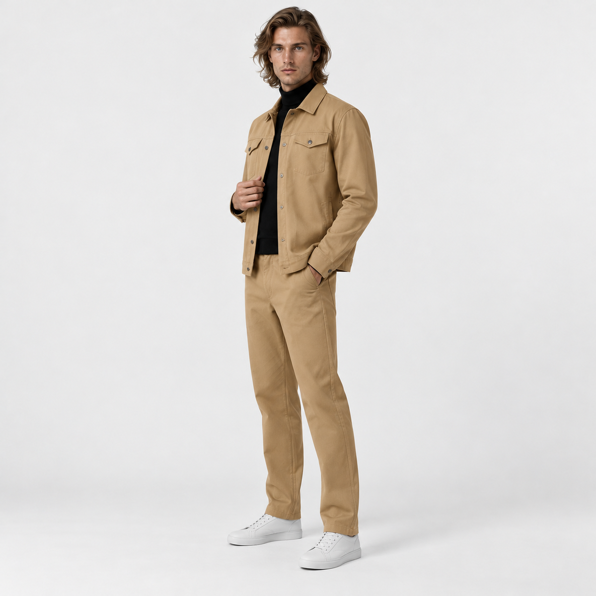Theo - Men’s casual matching co ord set with button front and straight leg