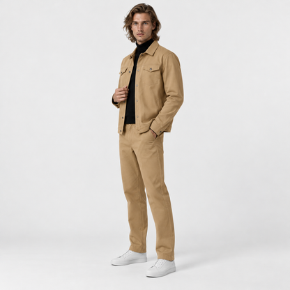 Theo - Men’s casual matching co ord set with button front and straight leg