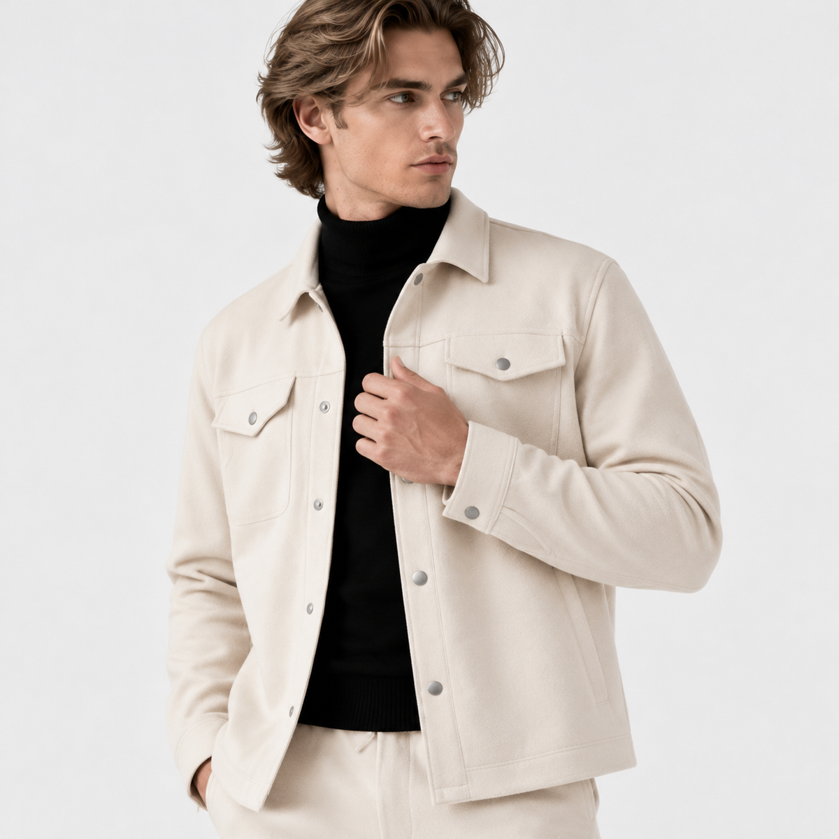 Theo - Men’s casual matching co ord set with button front and straight leg