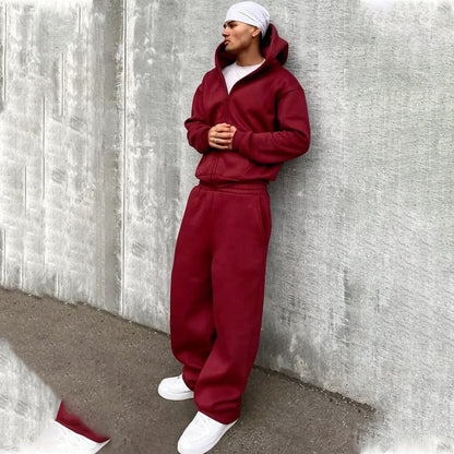 Theo - Men’s oversized matching zip up tracksuit with wide leg