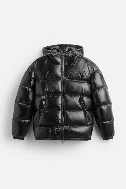 Theo - Men’s oversized waterproof puffer jacket with hood and warm lining