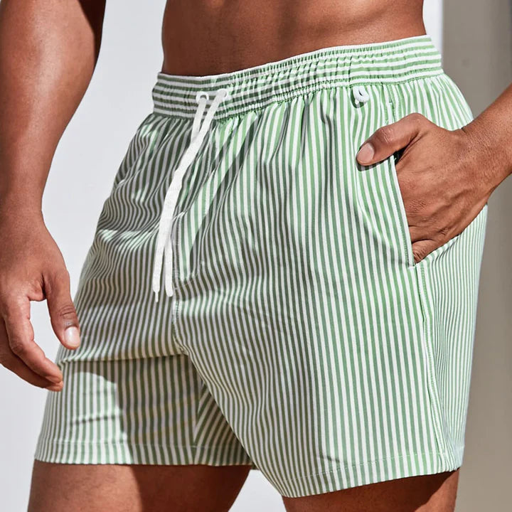 Thomas - Casual Men's Swim Shorts with Quick-Dry Striped Design
