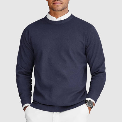 Thomas - Men's casual knitted crew neck jumper with ribbed cuffs and hem