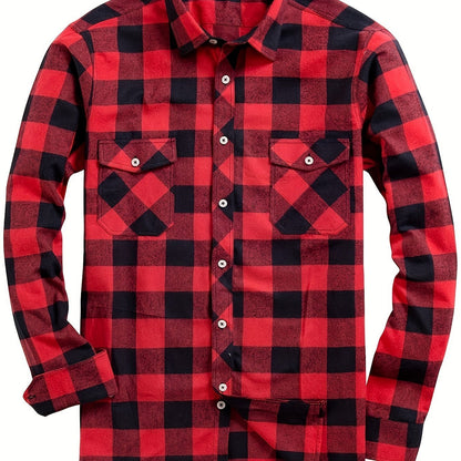 Thomas - Men’s comfortable brushed checked shirt with long sleeve