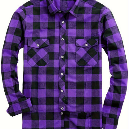 Thomas - Men’s comfortable brushed checked shirt with long sleeve