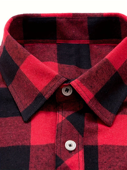 Thomas - Men’s comfortable brushed checked shirt with long sleeve