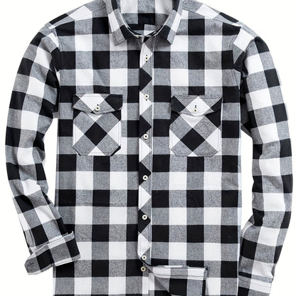 Thomas - Men’s comfortable brushed checked shirt with long sleeve