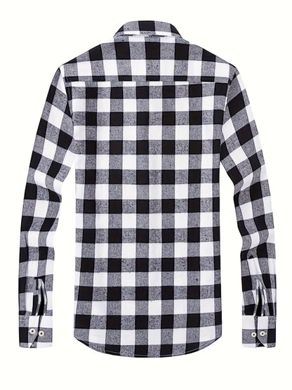 Thomas - Men’s comfortable brushed checked shirt with long sleeve