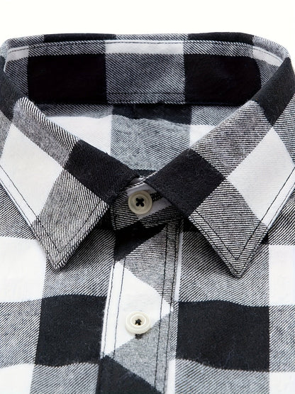 Thomas - Men’s comfortable brushed checked shirt with long sleeve