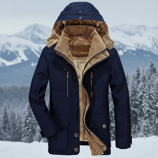 Thomas - Men's hooded parka jacket with waterproof shell and fleece lining