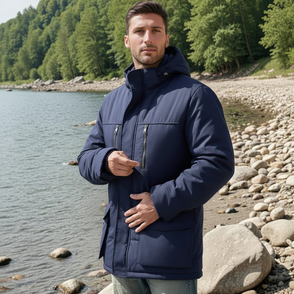 Thomas - Men's hooded parka jacket with waterproof shell and fleece lining