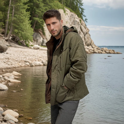 Thomas - Men's hooded parka jacket with waterproof shell and fleece lining