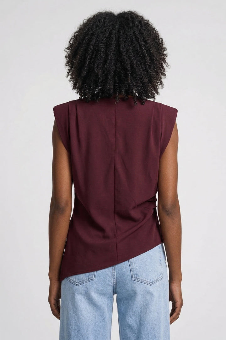 Top Women - Sleeveless Mock Neck Draped Ruched Side | Elegant