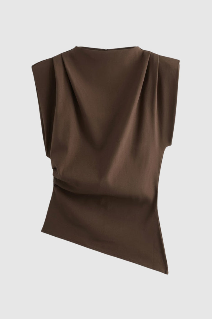 Top Women - Sleeveless Mock Neck Draped Ruched Side | Elegant