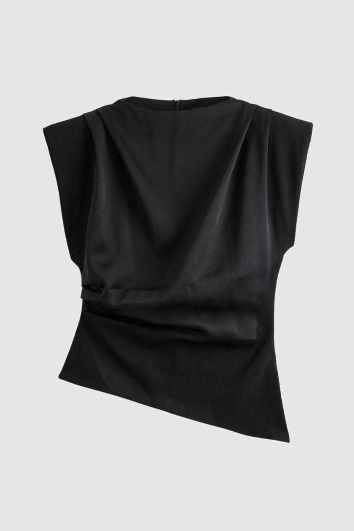 Top Women - Sleeveless Mock Neck Draped Ruched Side | Elegant
