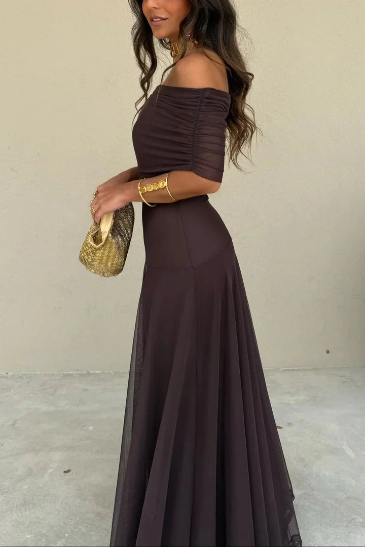Valentina - Elegant Women's Wedding Guest Maxi Dress with One Shoulder and Draped Detail