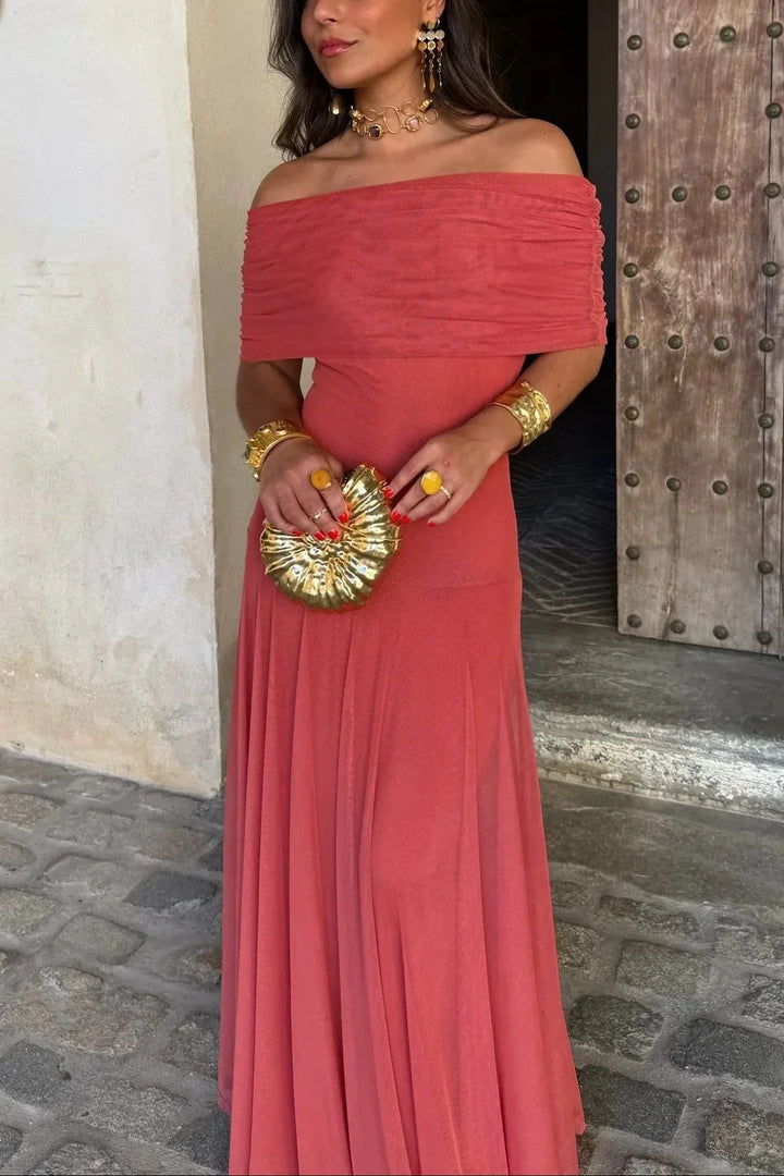 Valentina - Elegant Women's Wedding Guest Maxi Dress with One Shoulder and Draped Detail