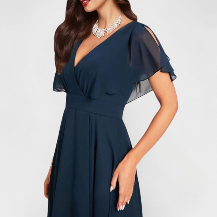 Violet - Elegant Women's Wedding Guest Dress with V-Neck