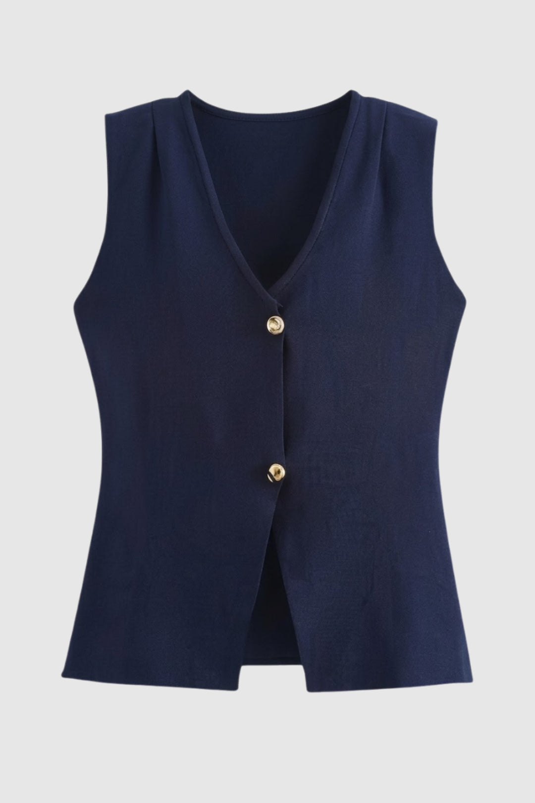 Waistcoat Women - Knitted V-Neck with Gold Buttons Fitted | Chic