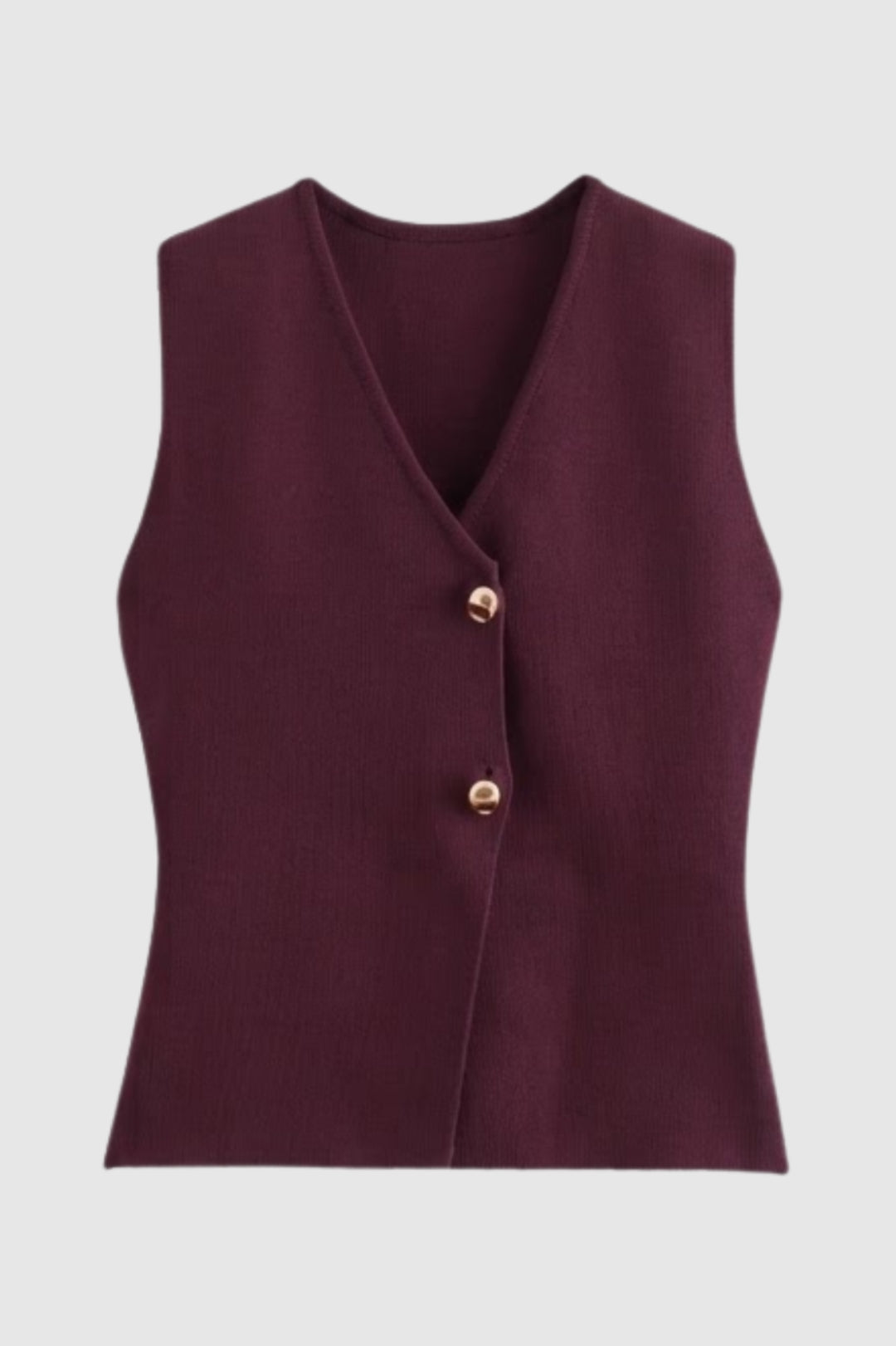 Waistcoat Women - Knitted V-Neck with Gold Buttons Fitted | Chic