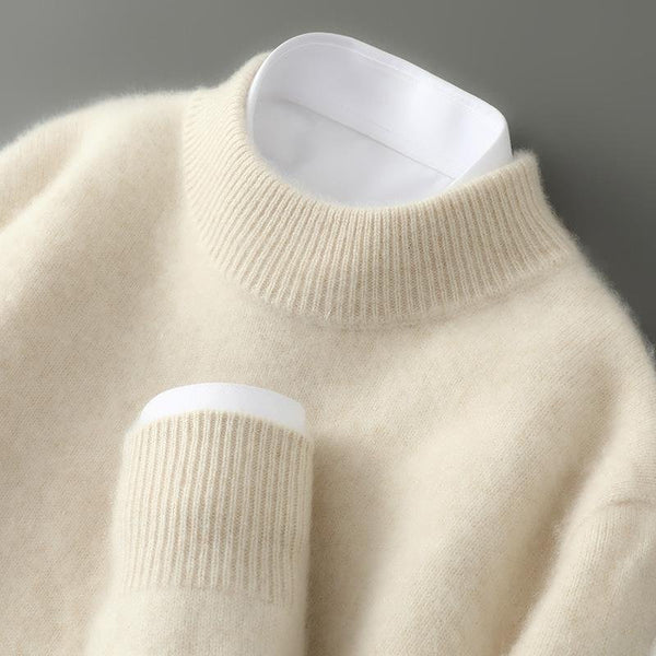 William - Men's Knitted Jumper Crew Neck with Ribbed Trims and Long Sleeves