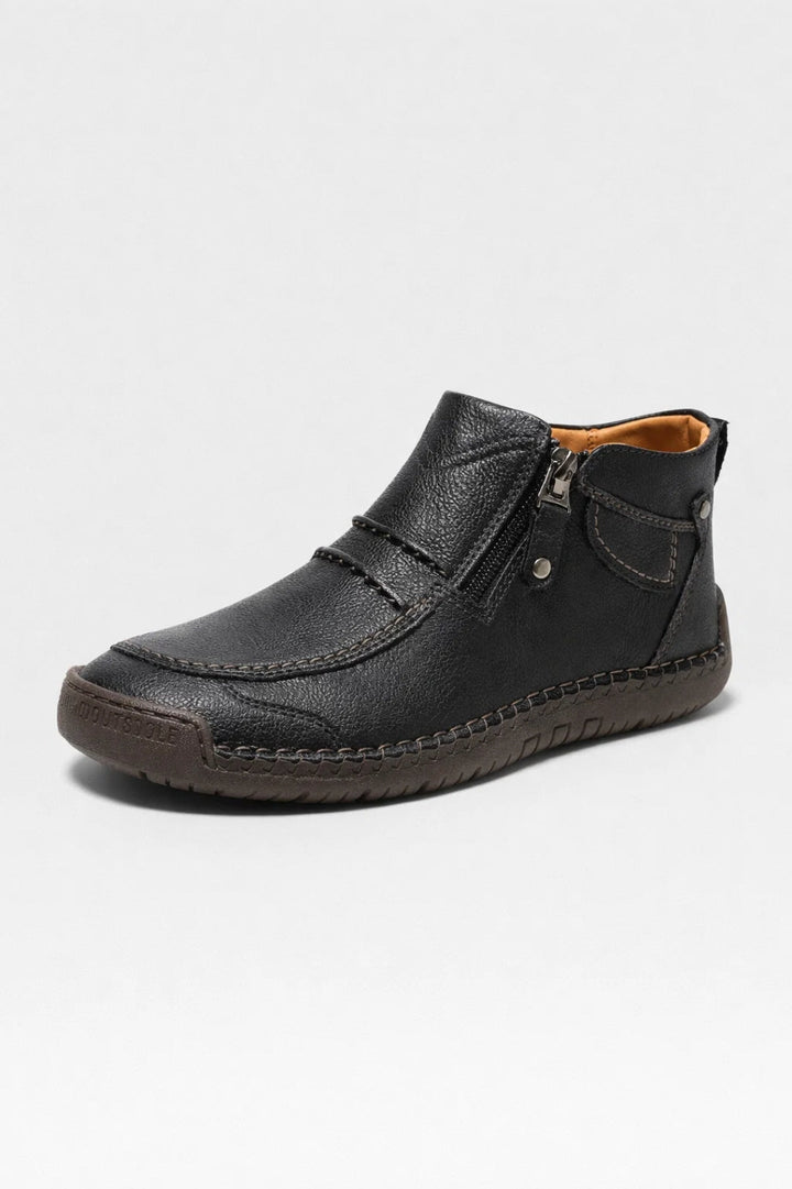 Men's Ankle Boots - Casual Zip Side with Moc Toe | Everyday Style