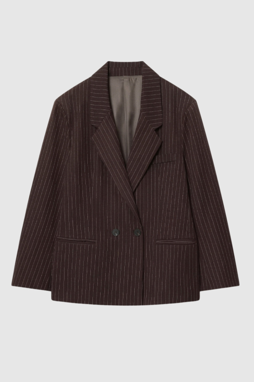 Women's Blazer - Oversized Double Button Pinstripe with Wide Lapels | Elegant