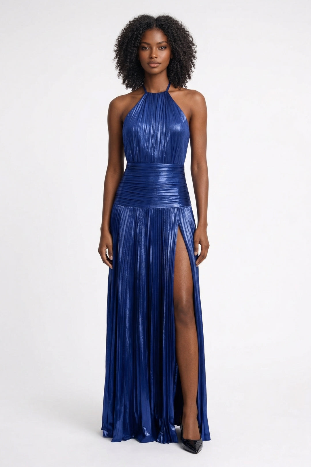 Maxi Dress Women - Metallic Halter Neck with High Split | Gala