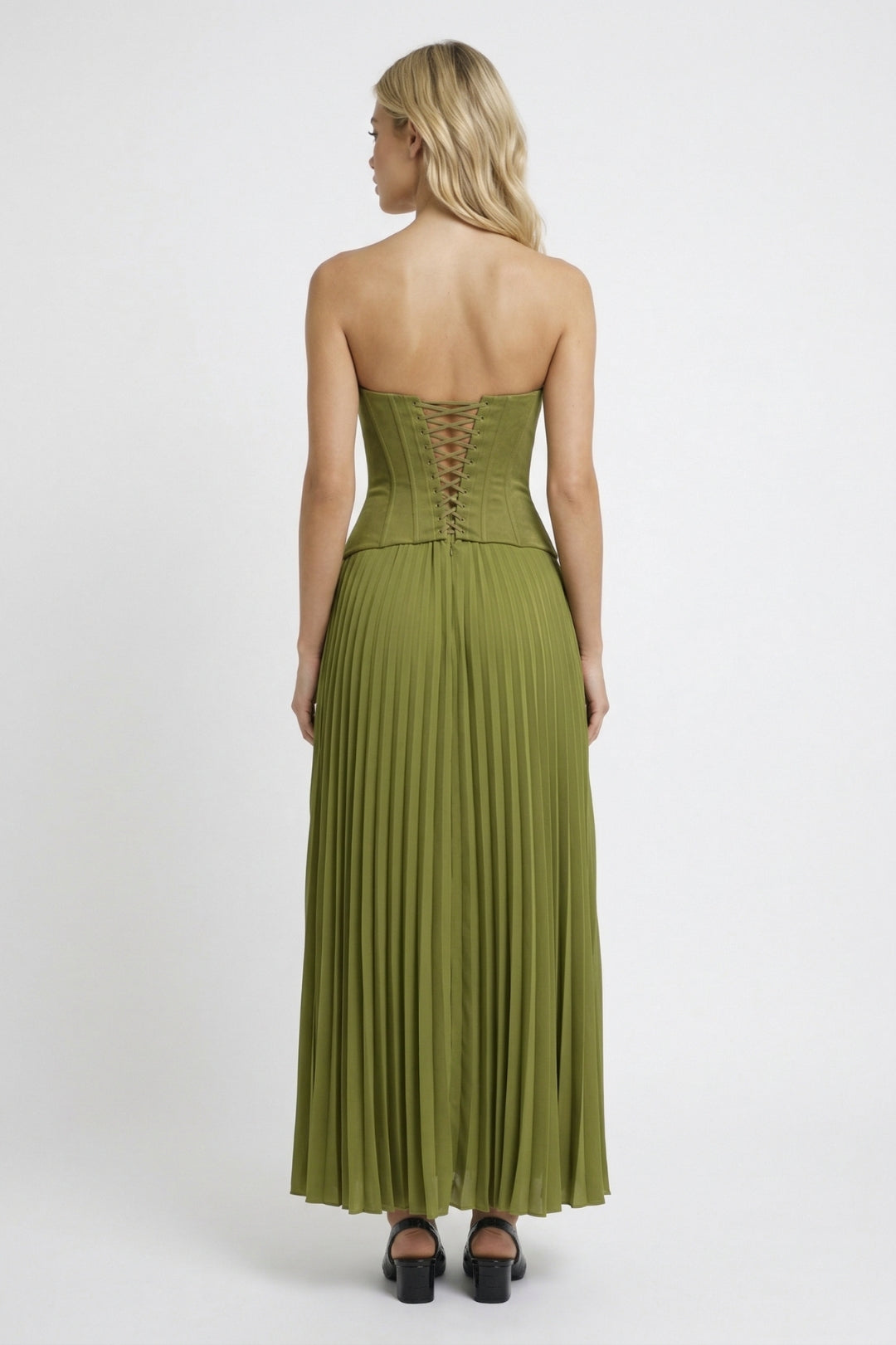 Maxi Dress Women - Halter Corset Bodice with Pleated Skirt | Elegant