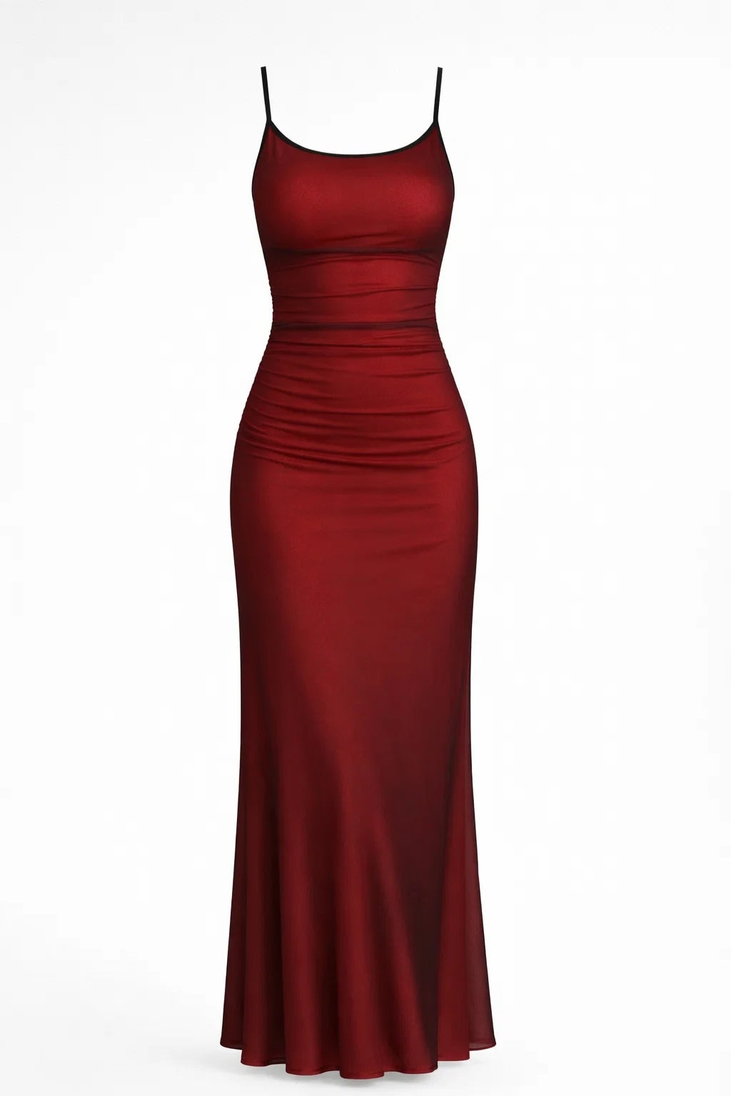Maxi Dress Women - Strappy Scoop Neck Ruched Bodycon Flared | Elegant