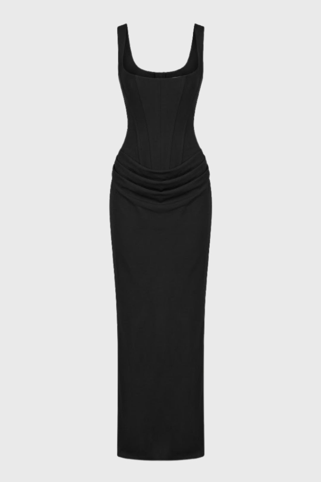 Women's Maxi Dress - Corset Bodice with Draped Skirt and Square Neck | Elegant