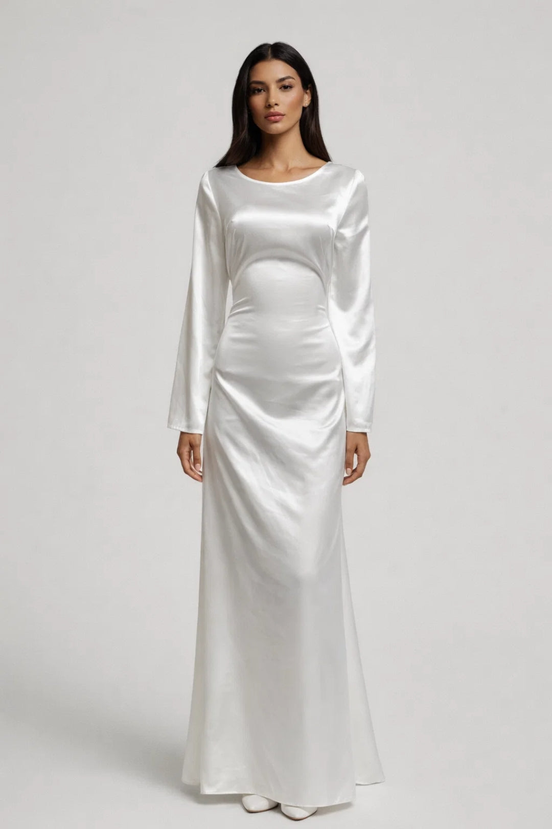 Maxi Dress Women - Round Neck Long Sleeve Sleek Fitted | Elegant