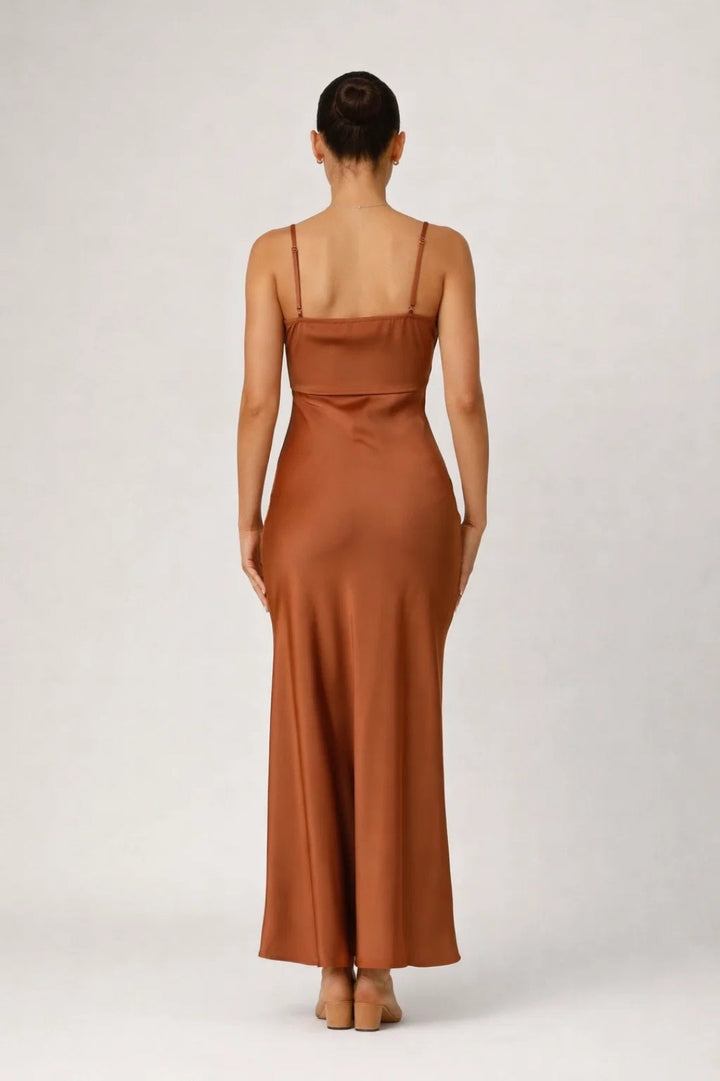 Maxi Dress Women - Strappy Scoop Neck Slip with Thigh Split | Elegant