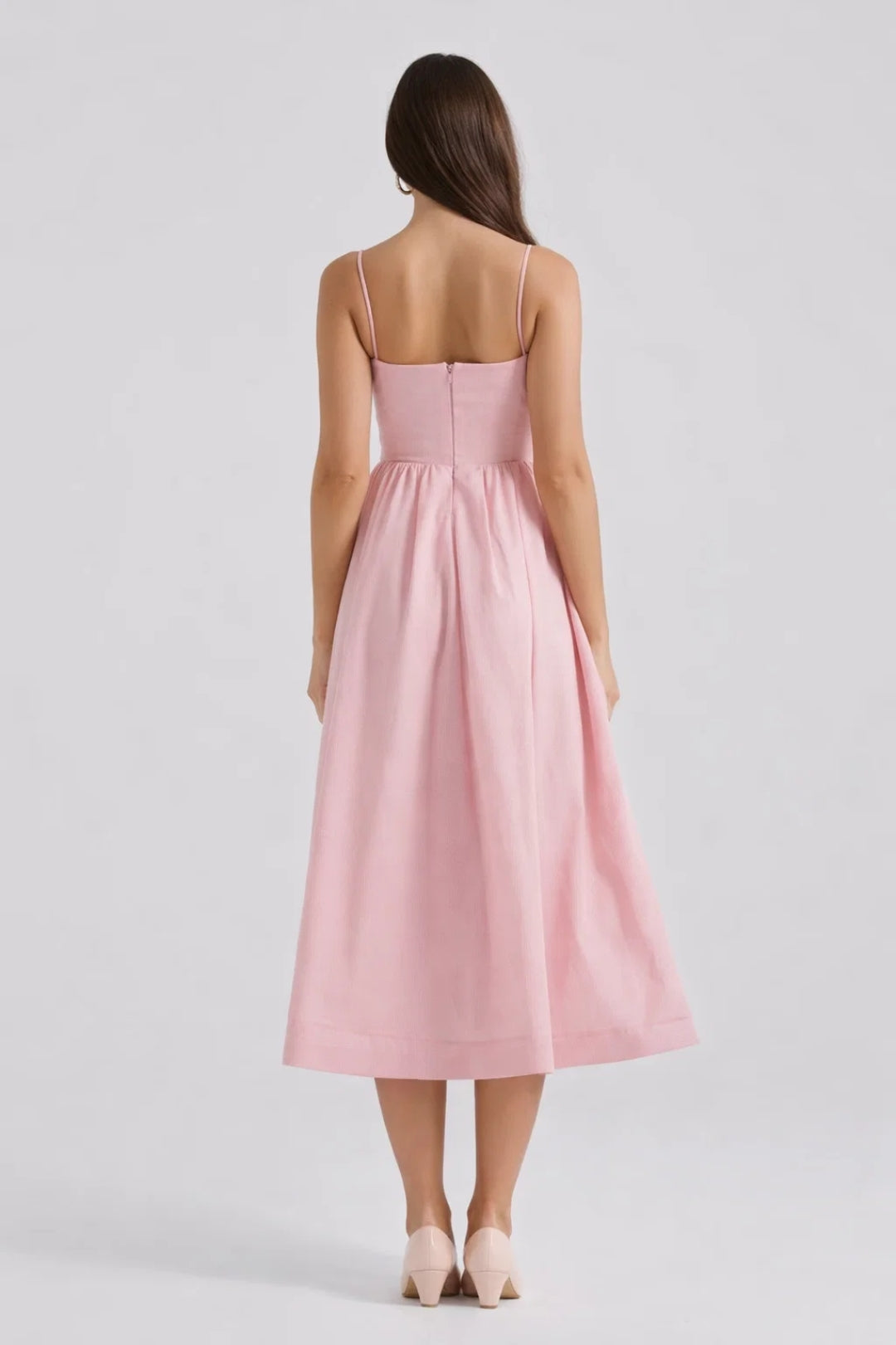 Midi Dress Women - Scoop Neck Strappy Full Skirt Corset | Elegant