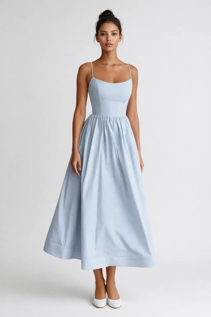 Midi Dress Women - Scoop Neck Strappy Full Skirt Corset | Elegant