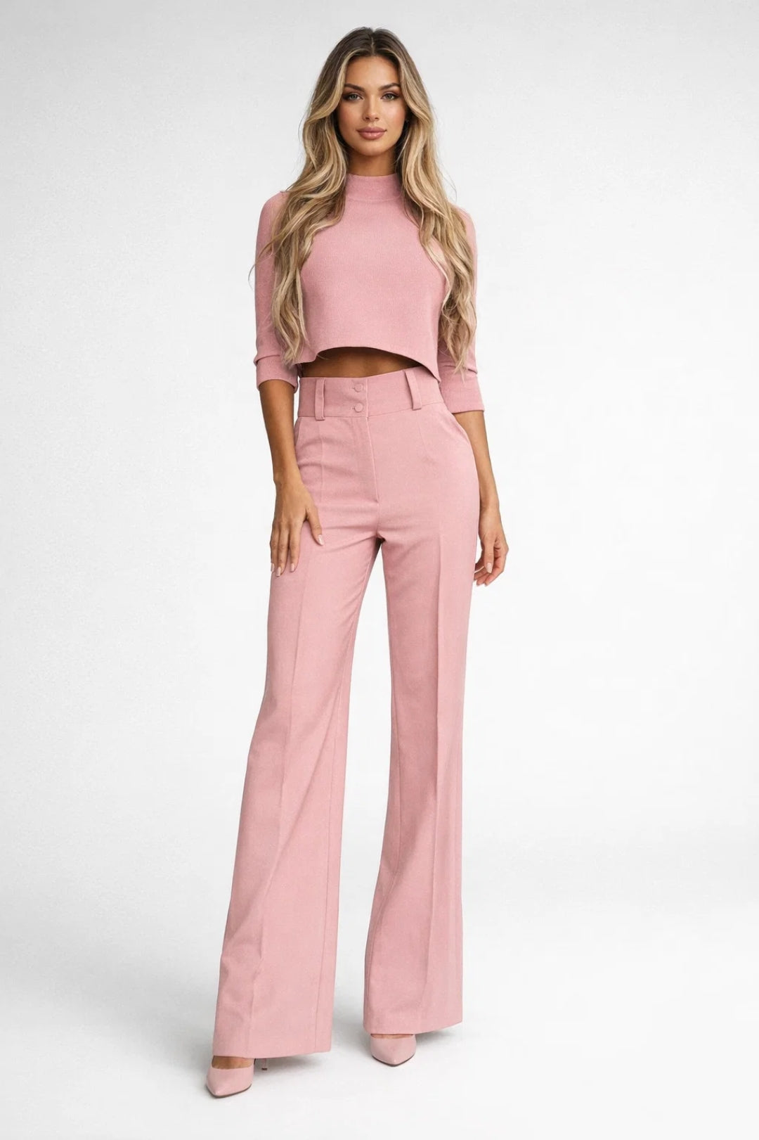 Co-ord Set Women - Crop Top Wide Leg Trousers | Elegant